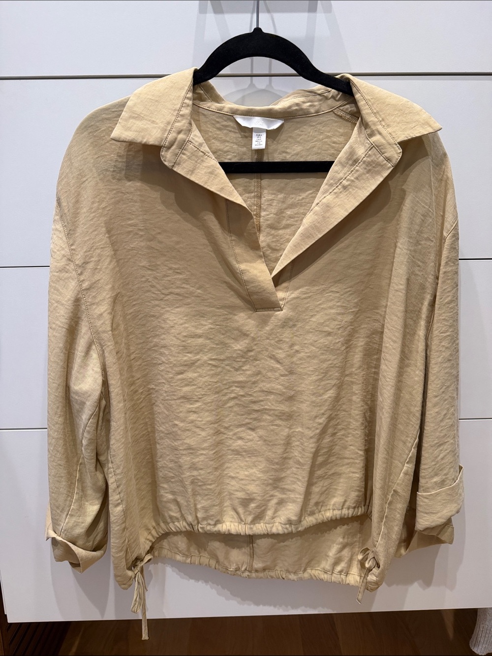 H&M Beige V-Neck Collared Pullover Tunic